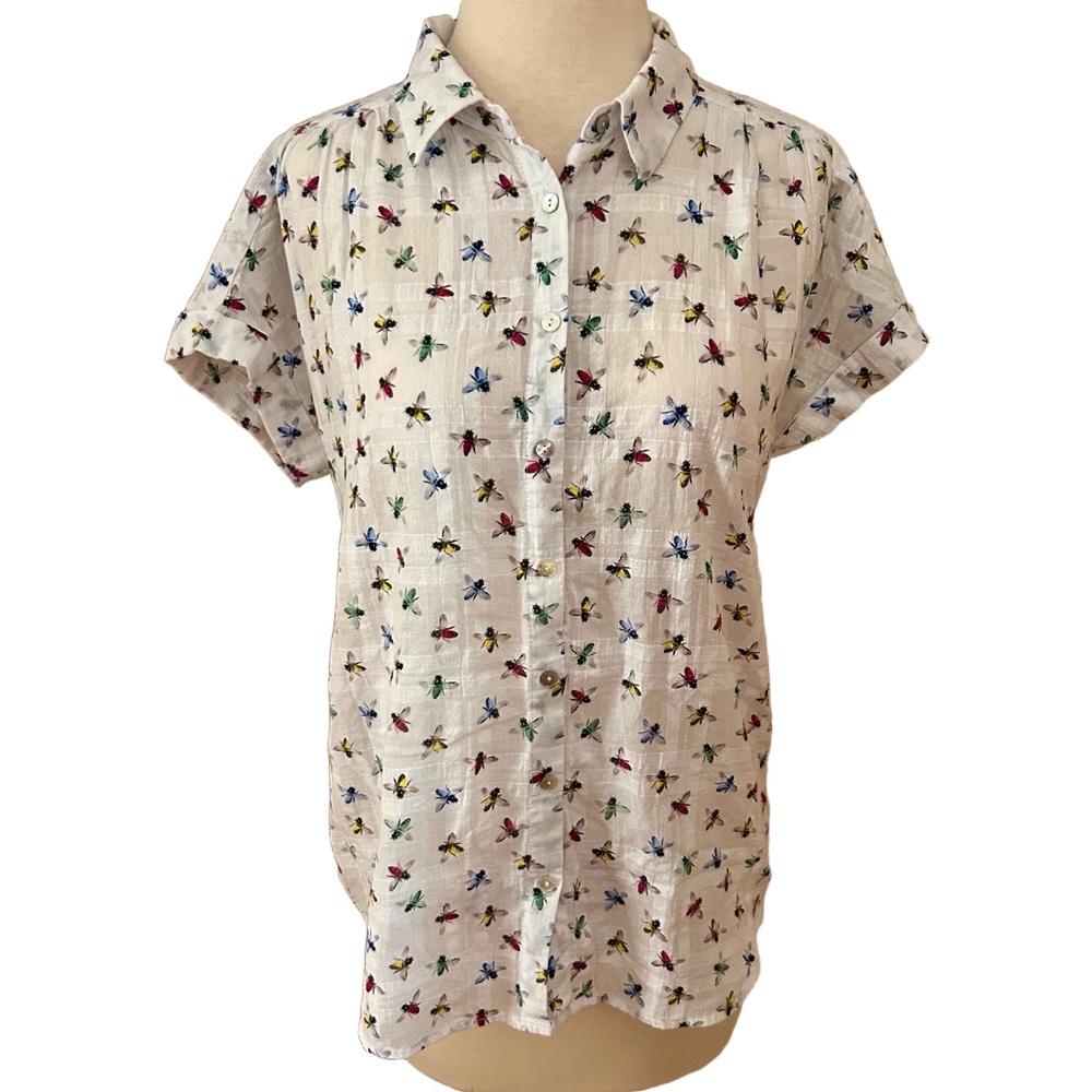 Jane and Delancey Bee Print Button-Up Top – Women’s Size Medium